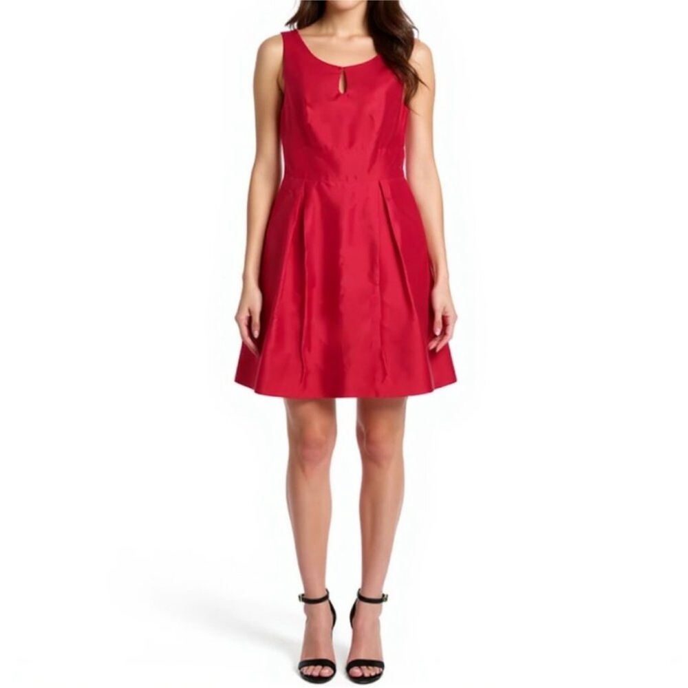 Jenny Yoo Keyhole Silk A-Line Keyhole Dress Red Size 4